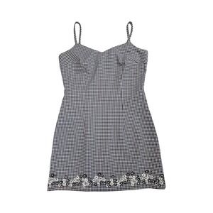 IZ California Vintage Y2K Gingham Mini Dress Plaid Floral Embroidered Cottage